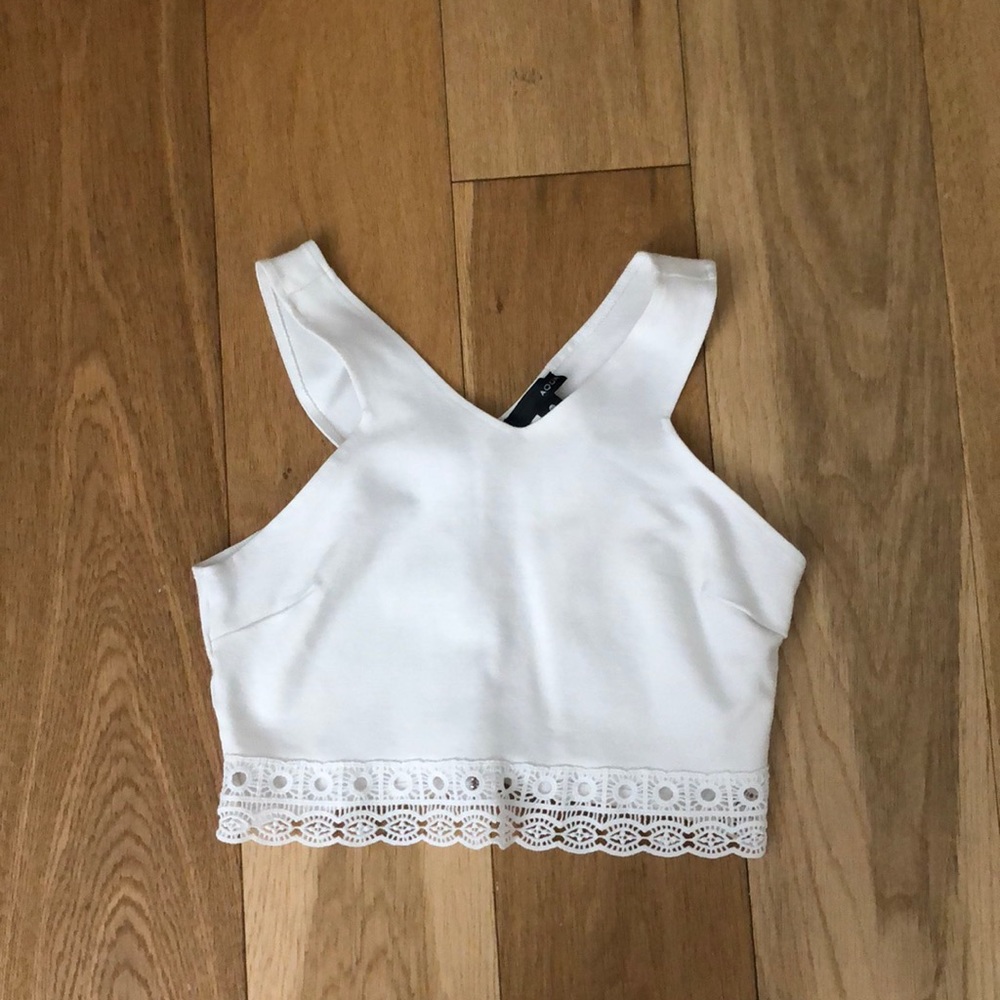White aqua crop top size M